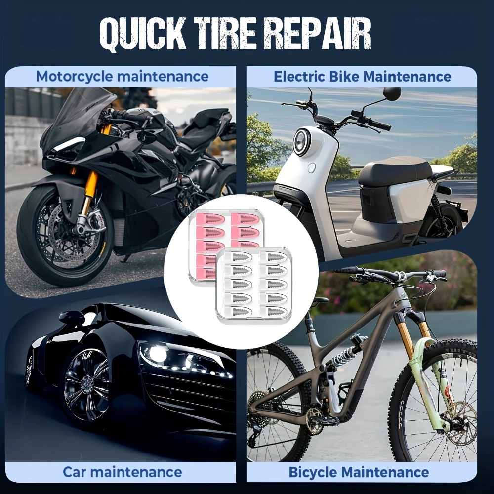 30개 타이어 수리용 고무 못 키트, 진공 타이어 수리용 고무 못 나사, 타이어 수리 플러그, 빠른 셀프 서비스 타이어 수리 도구