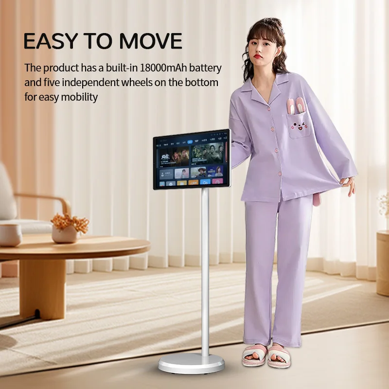 Factory White 4GB+64GB Tablet Tv 21.5 Inch Remote touch screen Television Portable Smart Lcd Tv On Wheels