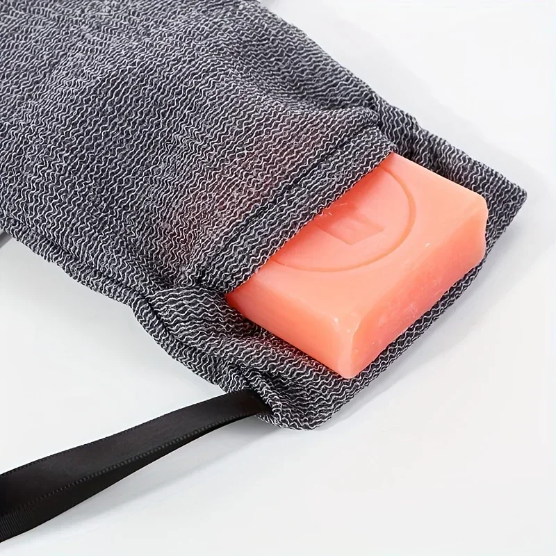 2/1piece soap bag, exfoliating soap storage bag, body scrubber, coarse sponge suitable for bath or shower, gray mesh