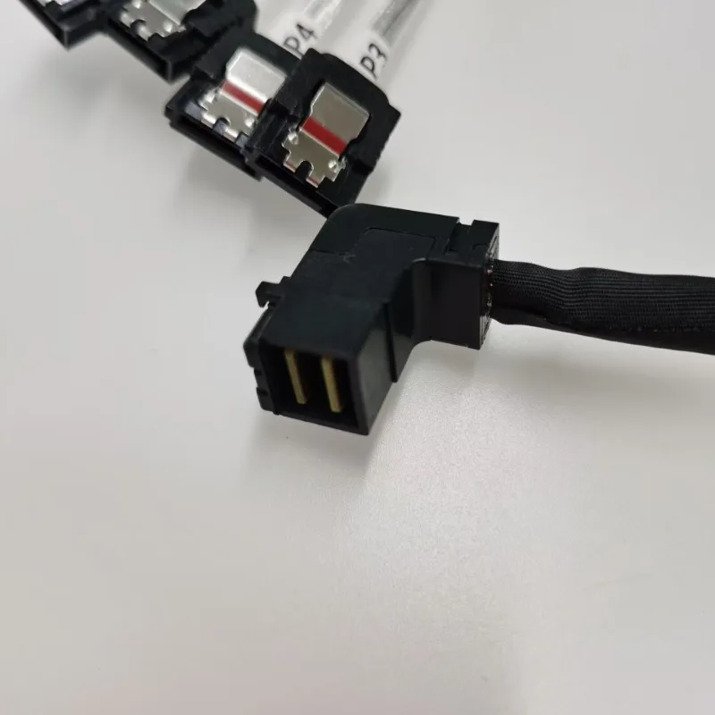 90 도 직각 12 기가바이트/초 HD 미니 SAS SFF-8643 SATA 하드 드라이브 데이터 서버 전송 라인 케이블 50CM