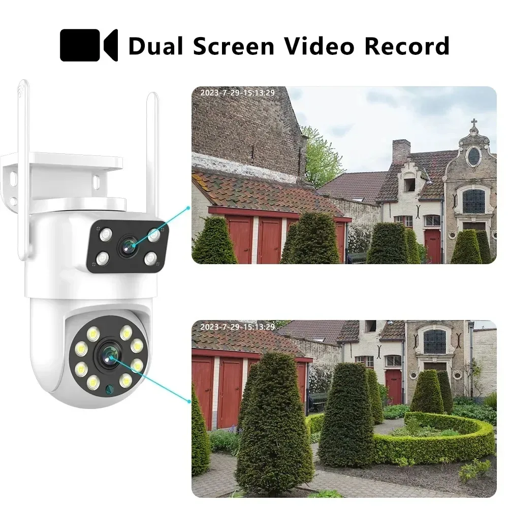 4K 8MP Tuya Dual Lens WIFI Camera PTZ Outdoor Dual Screen Ai Human Auto Tracking Security Camera Surveillance with 4