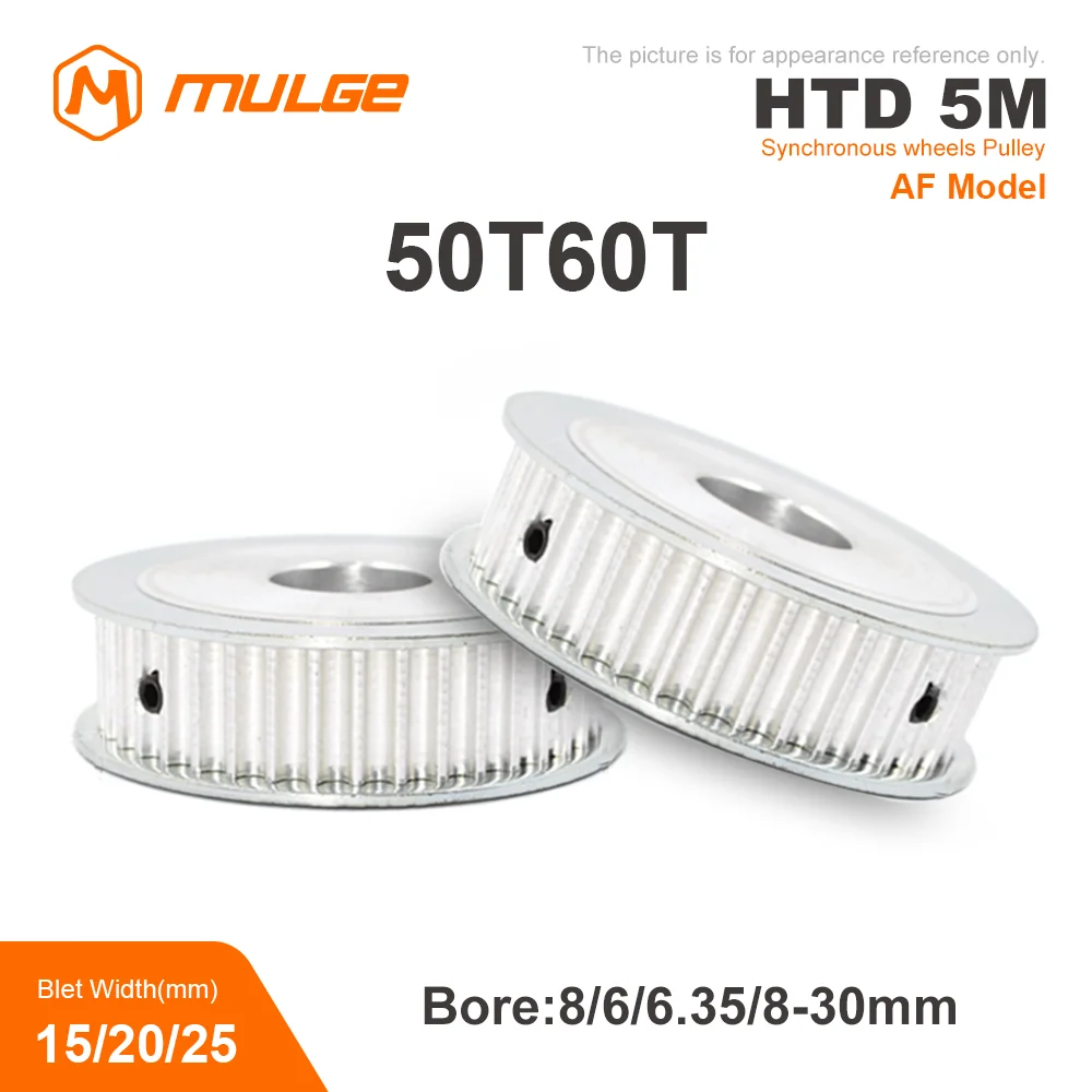 HTD5M 50T/60Teeth Timing Pulley AF Type Keyway Bore circular hole 8/10/12-30mm For HTD 5M Timing Belt Width 15/20/26mm 5GT timing pulley belt pulley