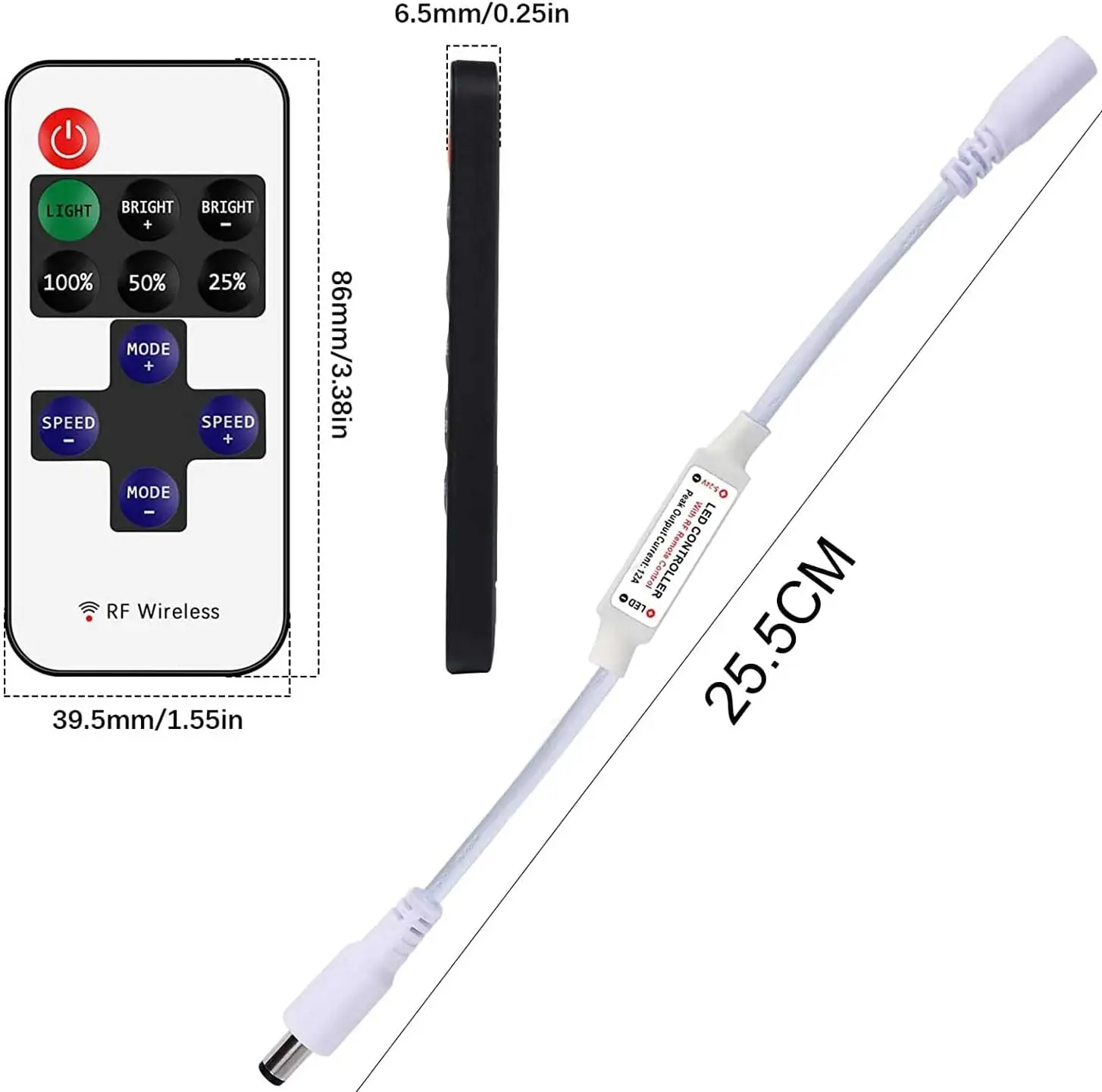 RF11 Key Wireless RF LED Dimmer Monochrome Light Strip 5-24V Copper Wire Light Controller LED Controller