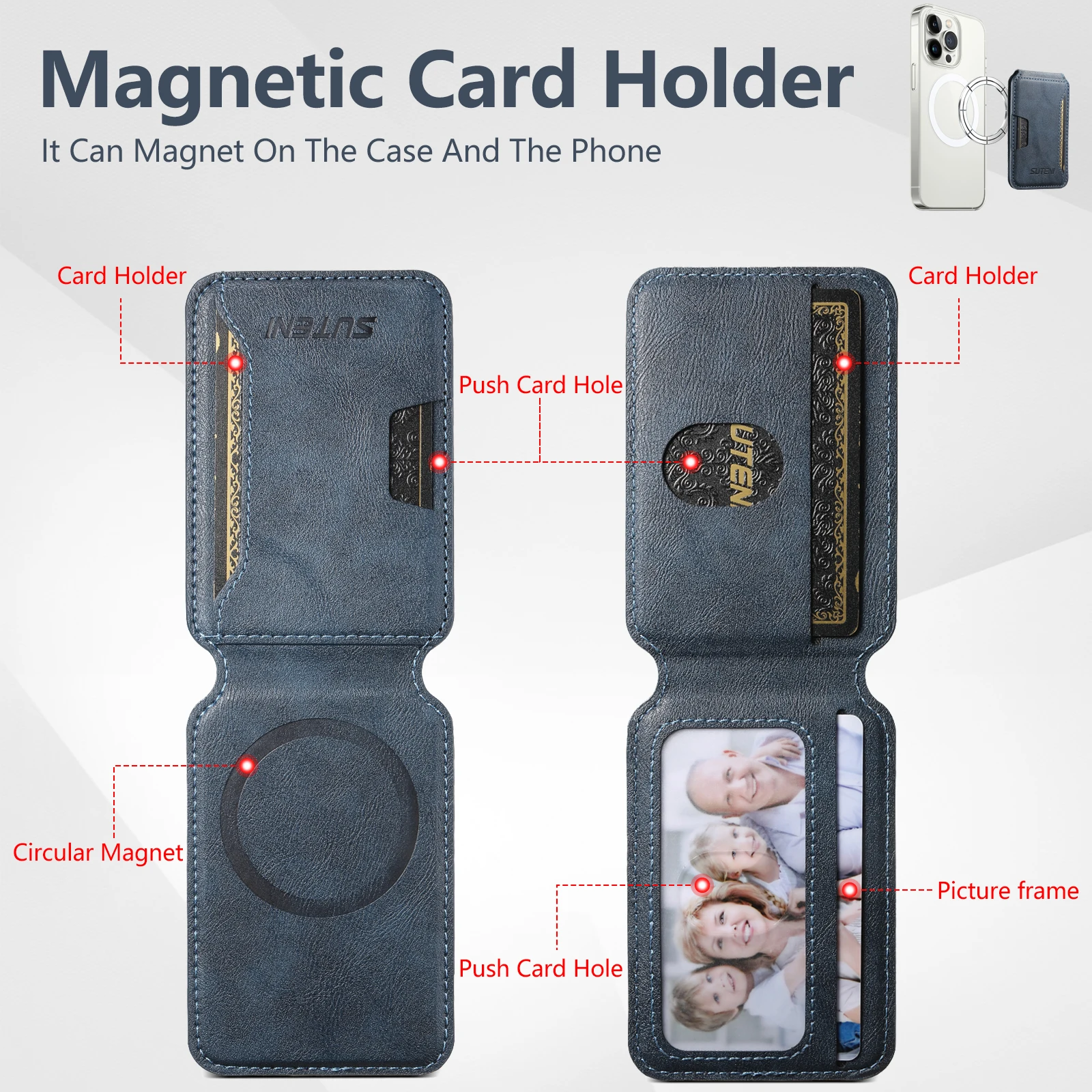 SUTENI Luxury Faux Leather Mobile Wallet with Stand & Card Storage