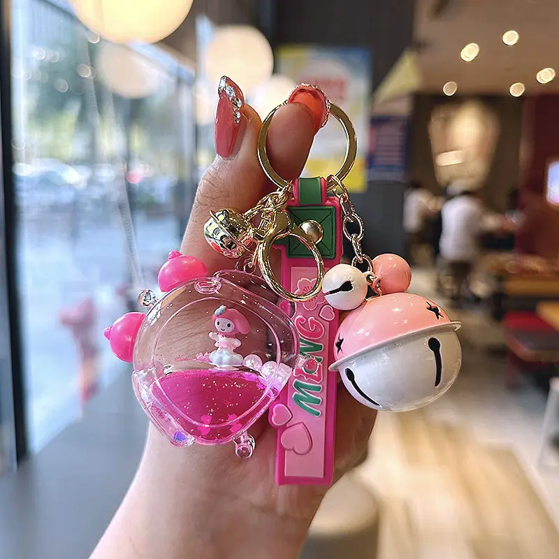 Cute Sanrio Keychain Cartoon Girlish Exquisite Quicksand Hello Kitty Clow M Schoolbag Pendant Girls' Gifts 5