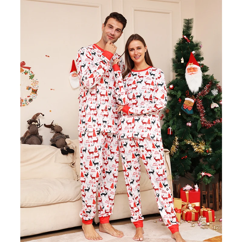 Christmas Family Matching Pajamas Set Moose Printed Adult Kids Baby Couple  News Xmas Family Look Same Outfits Pyjamas Clothing - AliExpress