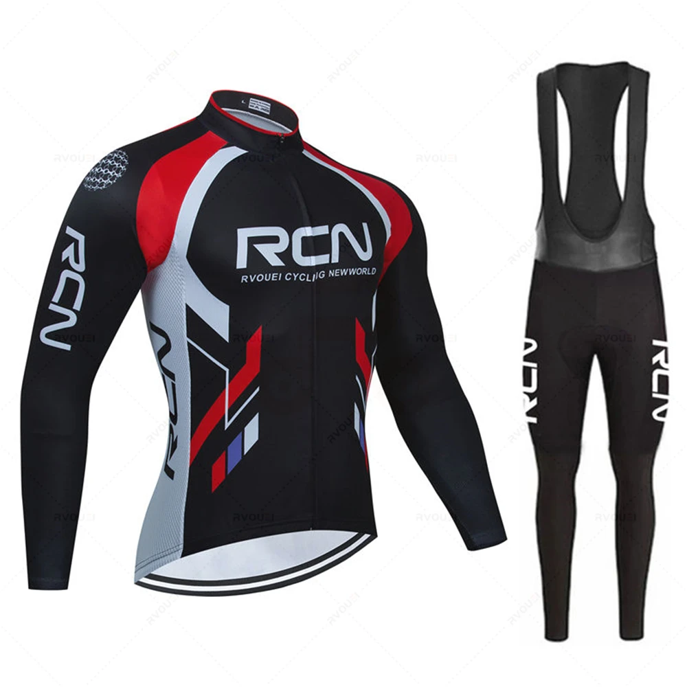 RCN Pro Team Cycling Jersey Sets Breathable Long Sleeve Spring New Men's MTB Bicycle Clothing Suits Roupa Ciclismo