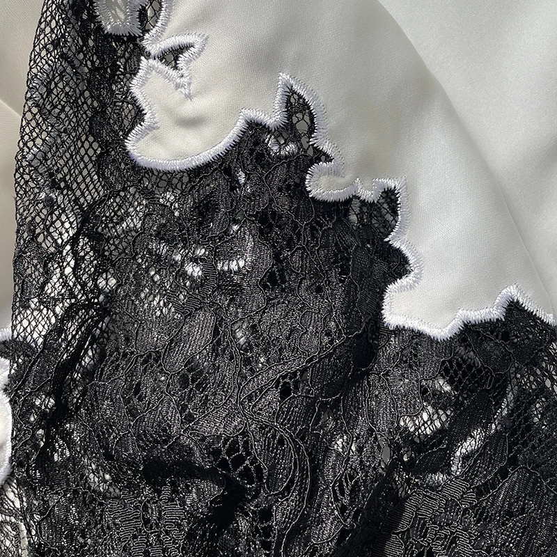 Fairy Lace-Trim Satin Midi Skirt High Wasit Elegant Wrapped Hip Long Skirts Party 2025 Fashion Trends Summer Women Clothing 5