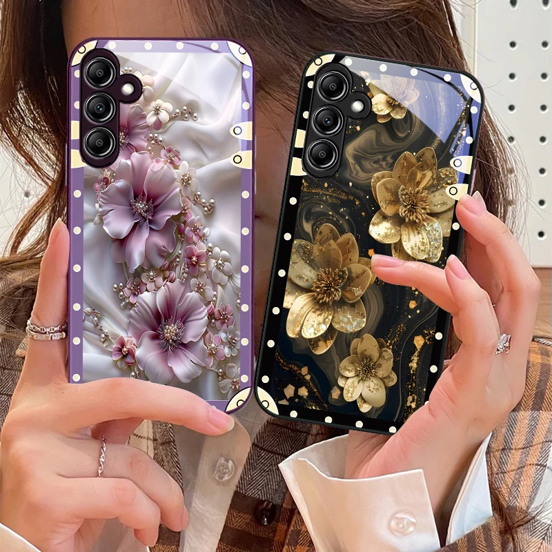 Elegant Pink Floral Glass Phone Case