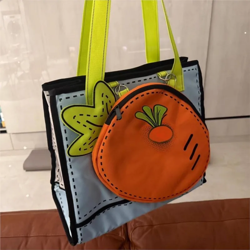 JIAERDI Cute Cartoon Carrot Handbag Women Comic Anime Large Capacity Shoulder Bag Ladies Fun Kawaii Line Niche Underarm Bag New