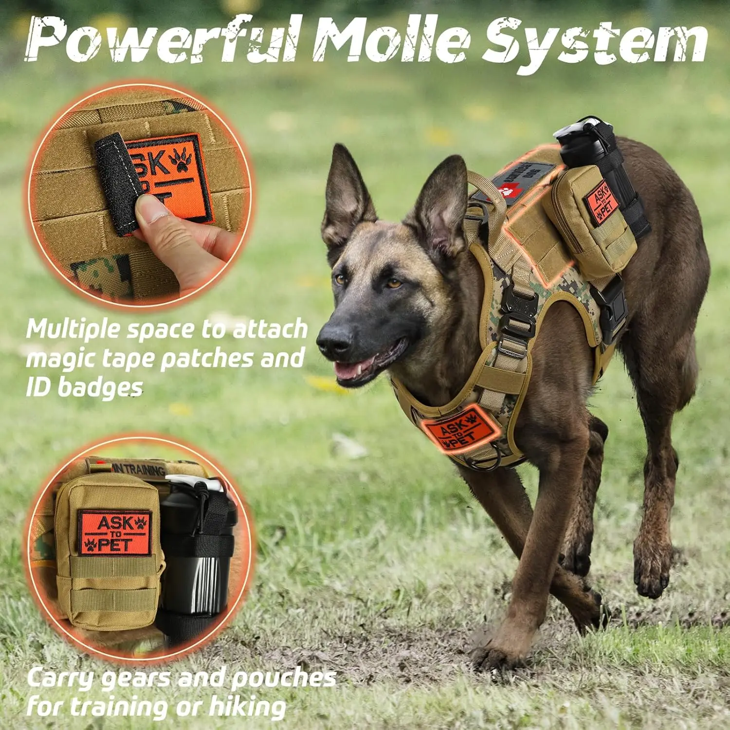 Tactical Uk AIWAI Tactical With Pouches,Dog Vest Harness For Large