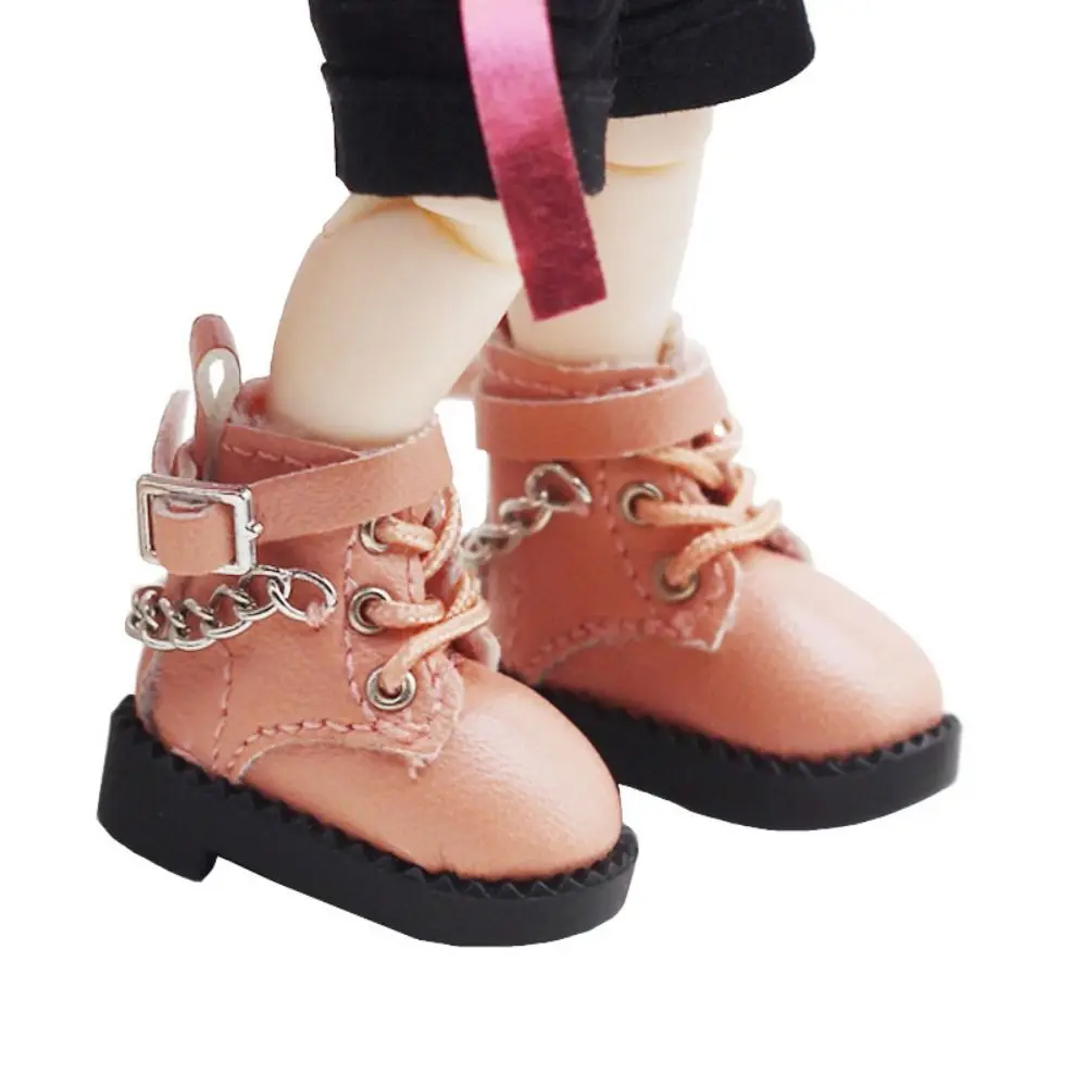 1 Pair PU Leather OB11 Doll Shoes Mini High-heeled Bjd Doll Chain Shoes Casual Chain Boots 1/12 Bjd Doll Shoes Children