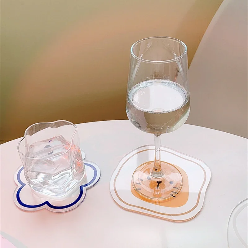 Acrylic Cartoon Coaster Simple Non-Slip Thermal Insulation Bowl Pad Ins Style Creative High Temperature Home Table Mat