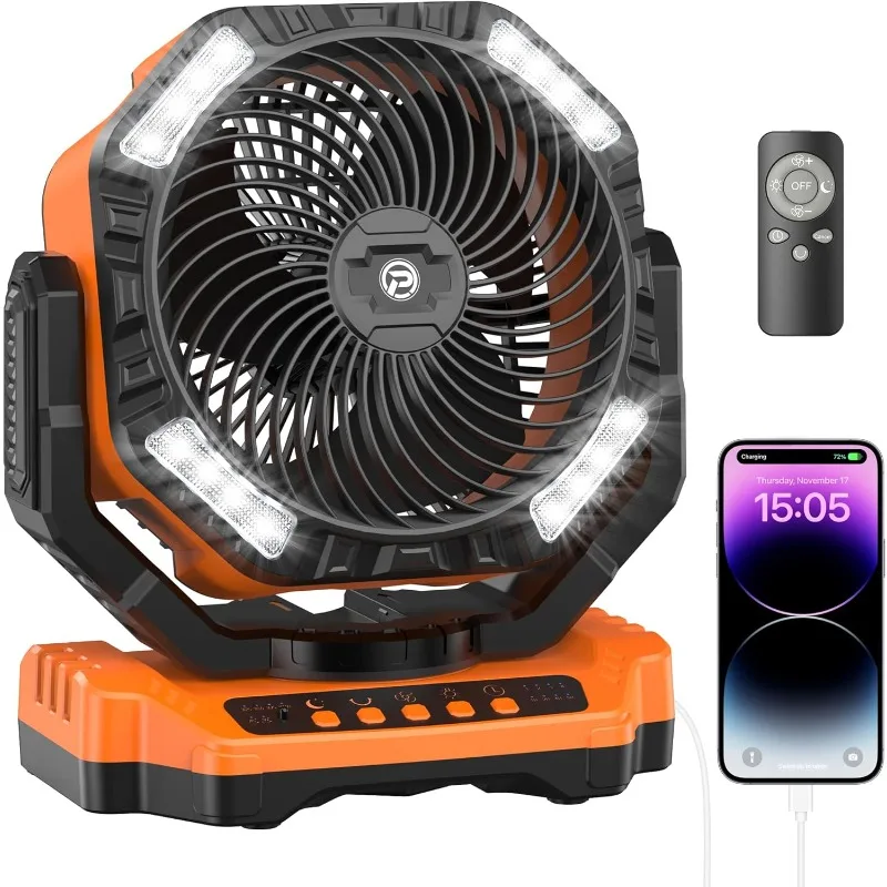 

40000mAh Rechargeable Fan, Battery Operated Oscillating Outdoor Fan, Battery Powered Table Fan for Home Hurricane Jobsite Garage