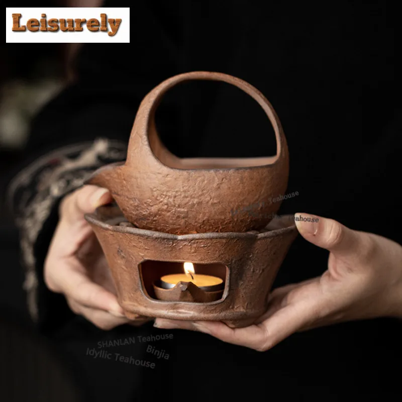 Coarse Pottery Lotus Tea Set Complete Set Ancient Tea Ceremony Set Tea Soaking Teapot And Tea Cup Set Drinkware Ornaments Craft