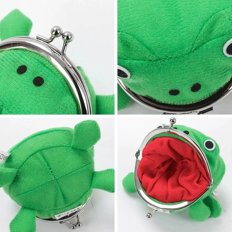 20Pcs/Lot Frog Wallet Coin Purse Keychain Cartoon Flannel Wallet Plush Frog Toy Kid Prize Jewelry Wholesale