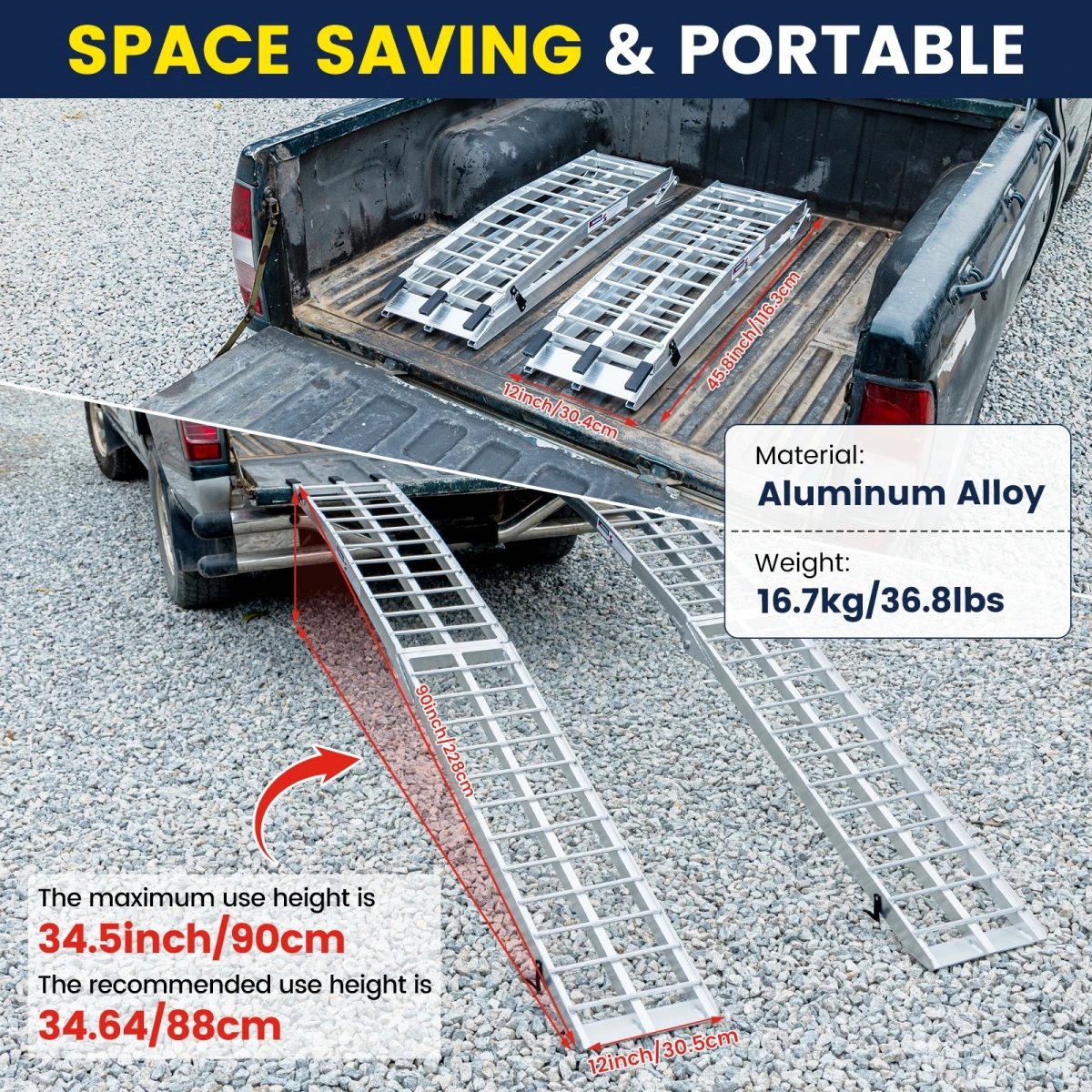 Aluminum Folding Loading Ramps for Pickup Trucks and ATVs