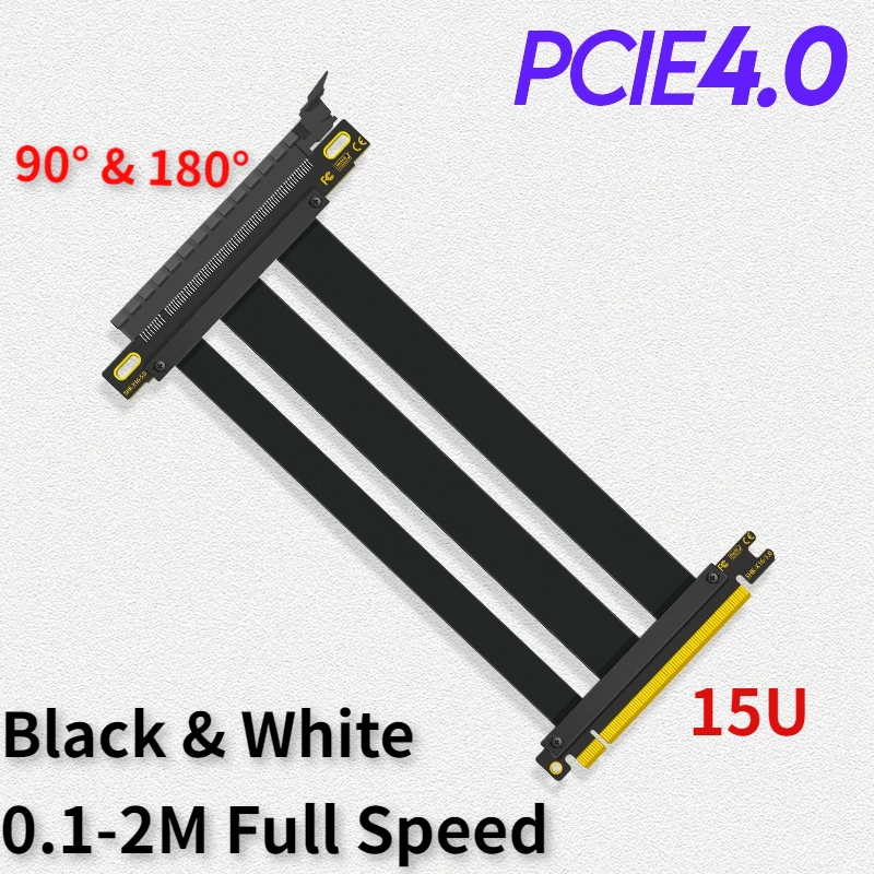 Riser Black Pcie 4.0 Scheda Grafica Supporto Gpu A 180 Gradi Custodia Universale Per Pc Atx Gen4 Pci-E 4.0 Cavo Di Prolunga Riser 16X 10 ~ 200Cm