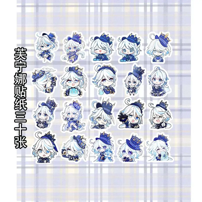 

Focalors Furina Anime Sticker Yuanshen Meme Cartoon Stickers Q Version Laptop Phone Case Decor Student Stationery Supplies Gift