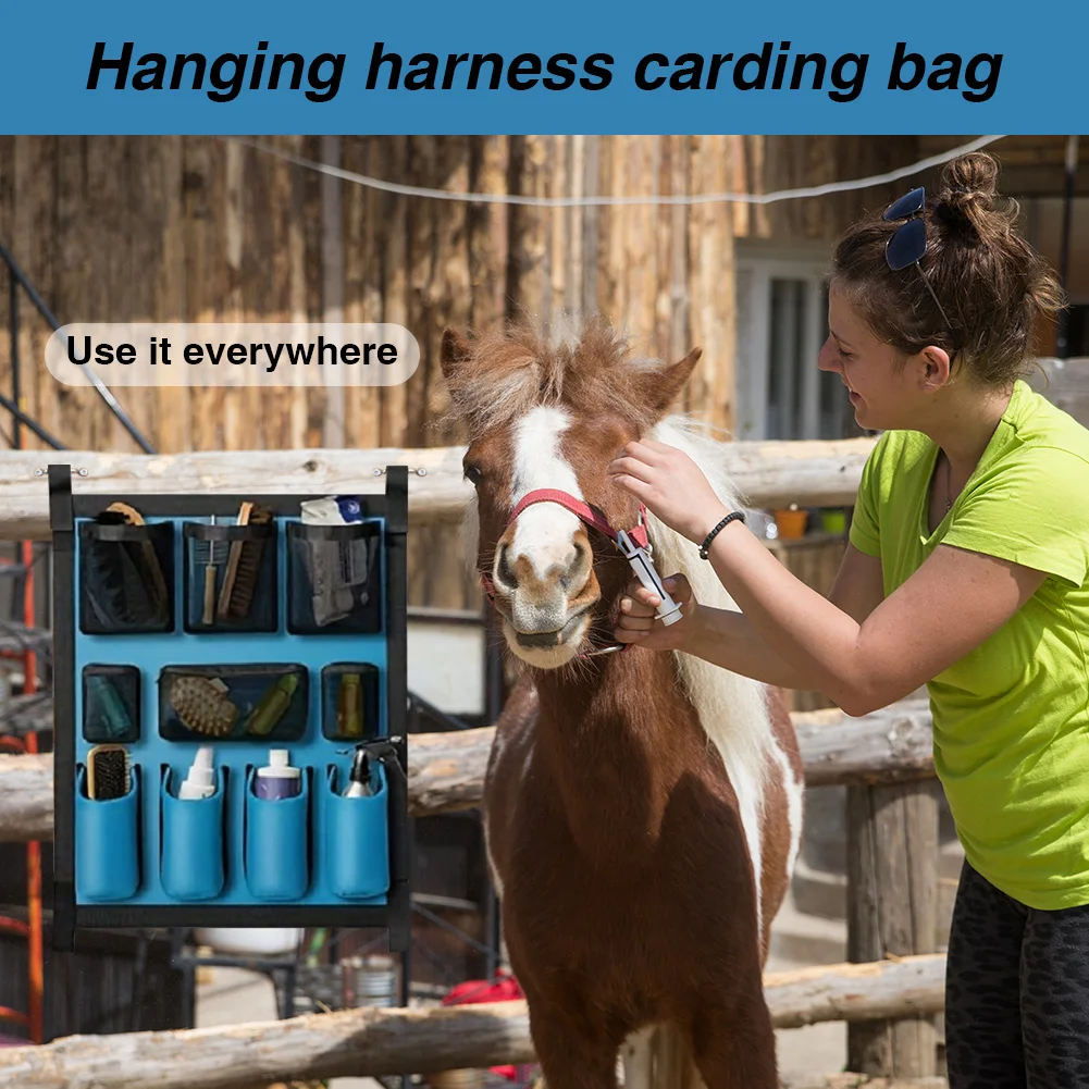 Horse Tack Storage Bag Horse Trailer Organizer Large Storage Hanging Bag (Blue)
