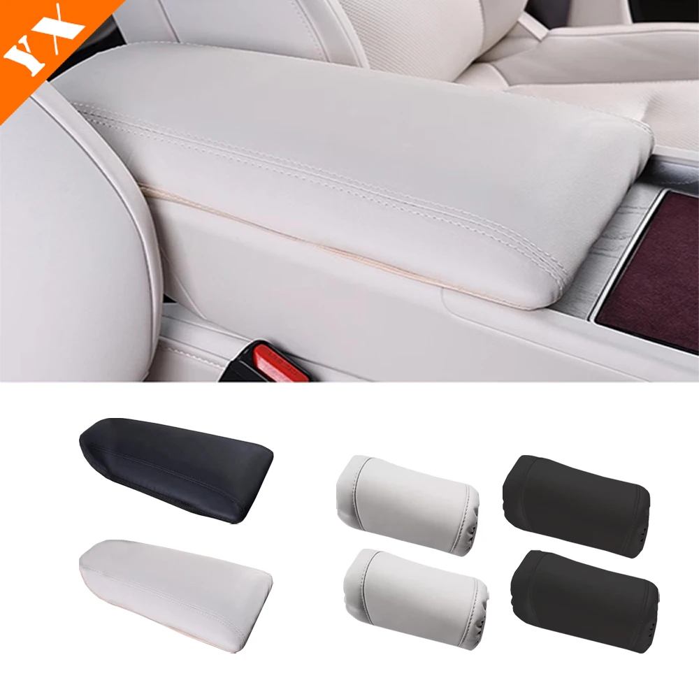 

For Changan AVATAR 12 2023-2024 Leather Black/White Auto Center Armrest Cover Car Central Control Armrest Box Surface Cover