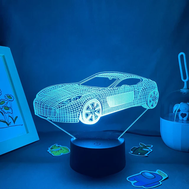 Sports Car Shape 3D Illusion LED Night Lights Unique Birthday Gift