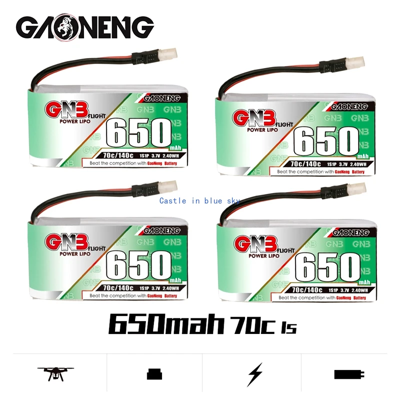 

Gaoneng GNB 1S Lipo battery 650mah 3.7V 70C/140C for Micro Four Axis FPV Drone Helicopter RC Drone Parts With Molex 51005 Plug