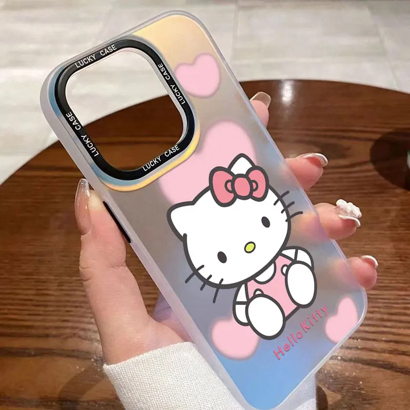 thumbnail image 1 of Funda de teléfono de dibujos animados Hello Kitty para Samsung Galaxy, S24, S23, S22, S21, S20 FE, Ultra Plus, M53, 5G, gradiente láser Aurora mate, 1 of 5