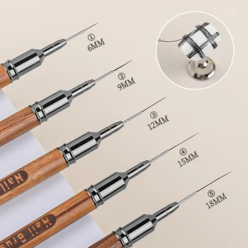 Pennello per Unghie con Manico in Legno, Pennello per Nail Art in Gel, Pennello per Disegno Linee e Strisce, Penna per Decorazione Floreale, Strumento per Manicure UV Gel da Salone