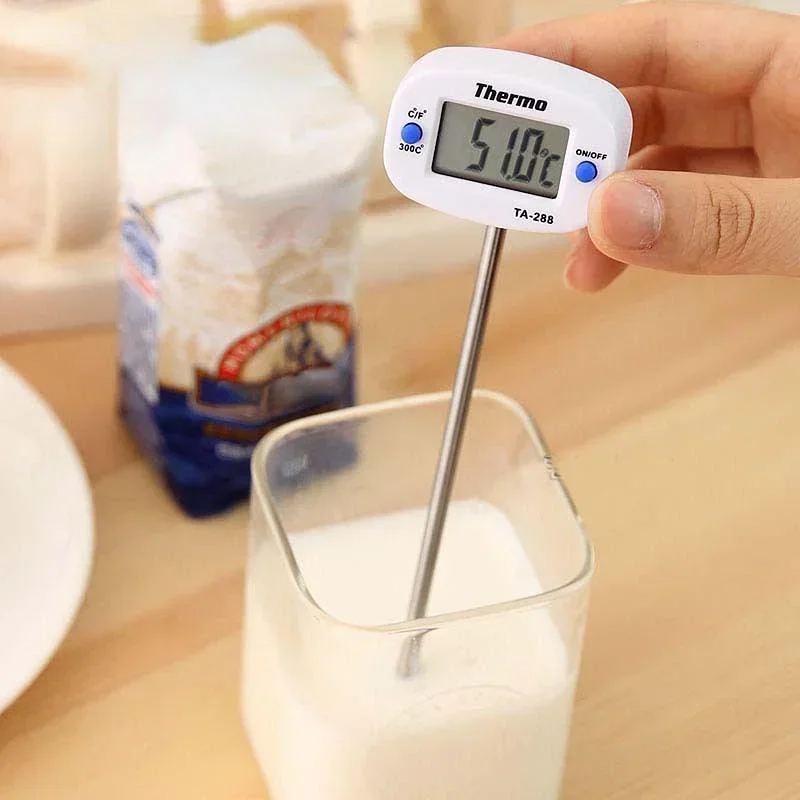 1 Pcs Portable Home Kitchen Electronic Thermometer Stainless Steel Insert Food Liquid Water Oil Food Thermometer Kitchen Tool