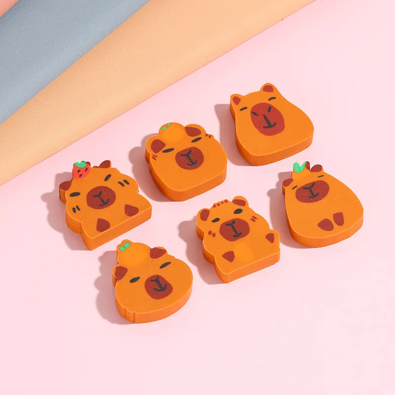 Capybara Kawaii Cartoon Animal Pencil Rubber Eraser 30Pcs/lot Student Stationery School Office Supplies Kids Birthday Gift pencil eraser