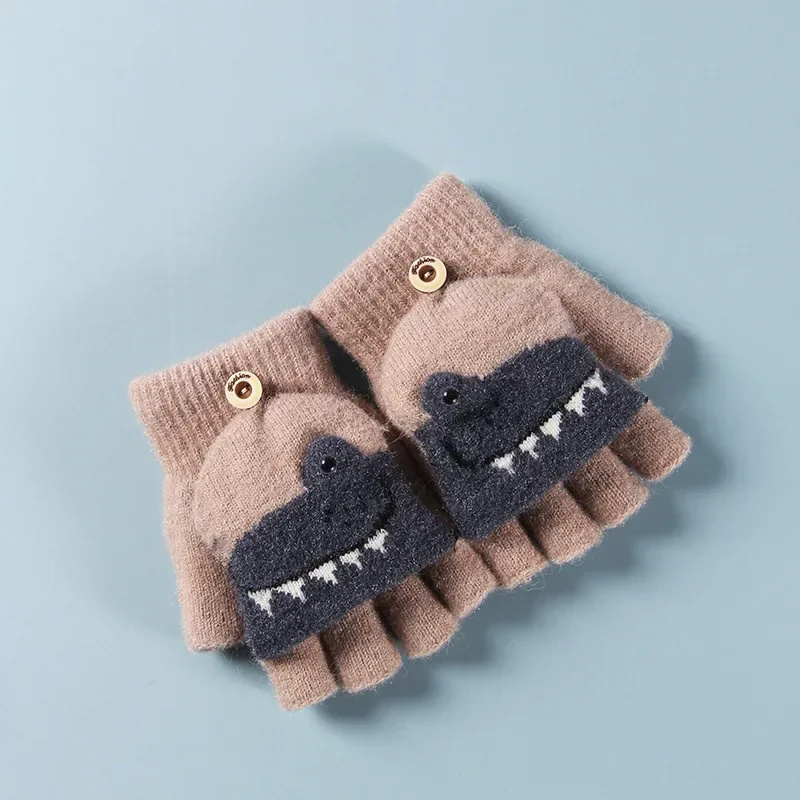 Guanti Invernali Convertibili Per Bambini 6-10 Anni - Modello Volpe Con Dita Scoperte, Morbidi E Caldi In Cashmere (Rosa/Rosso/Giallo/Verde)