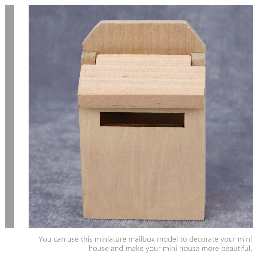 Mini Blank Mailbox Model Miniature Wood Mailbox House Wood DIY Mini