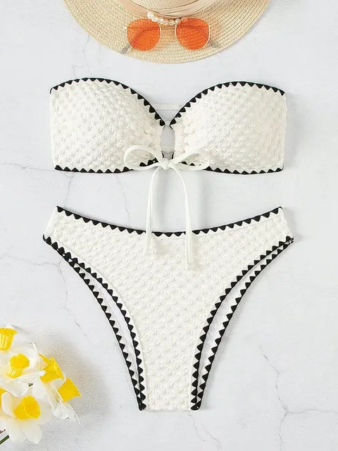 Women’s White Bandeau Bikini 3