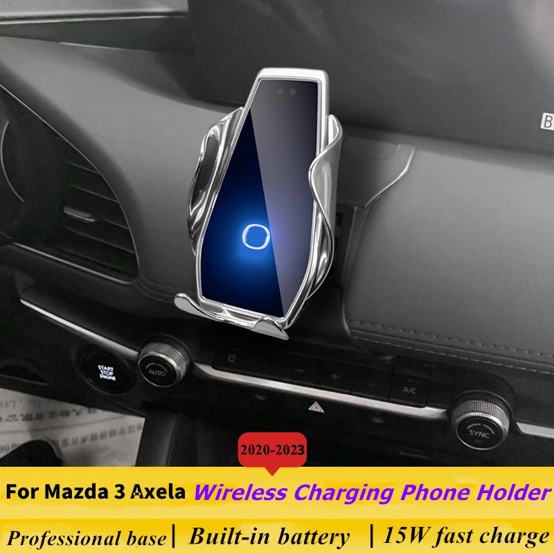 

Автомобильный держатель для телефона Mazda 3 Axela 2020-2023 15 Вт Qi Беспроводное Автомобильное зарядное устройство подставка для iPhone Xiaomi Samsung Huawei Универсальный