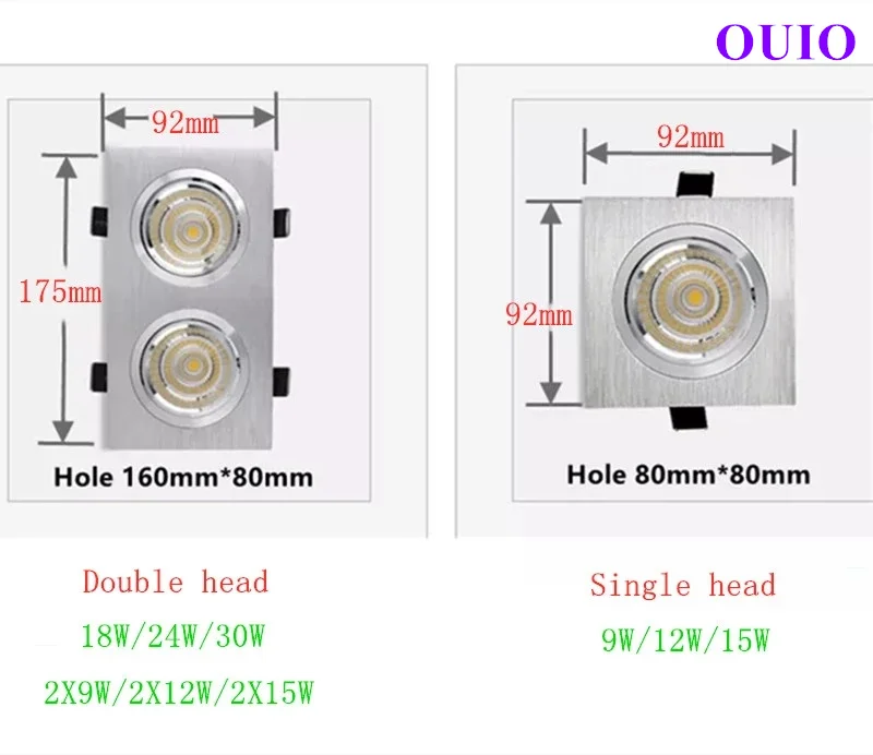 디 밍이 가능한 임베디드 LED 통 9W/12W/15W/18W/24W/30W Epistar 칩 COB 천장 조명 스포트 라이트 홈 조명에 대 한 AC85-265V