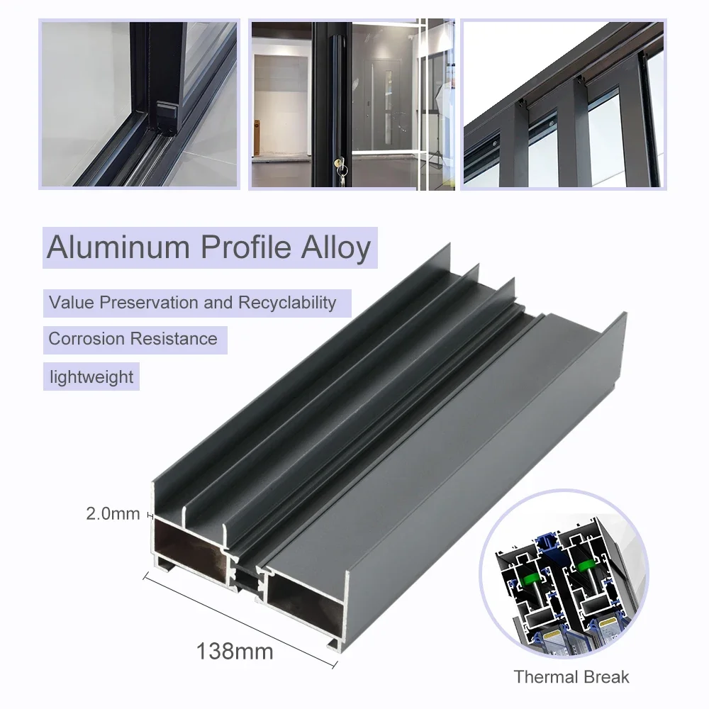 Sixinalu Sliding Door Panel Front Patio Doors With Shutter Aluminum Double Glass Exterior Interior Garden Home Decor