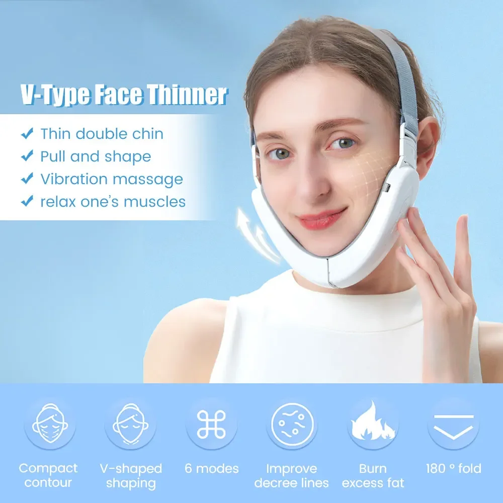 Electric V-Line Up Lift Belt Facial Lifting Device LED Photon Face Skin Massager Remove Double Chin V-Face Shaped Cheek Lift