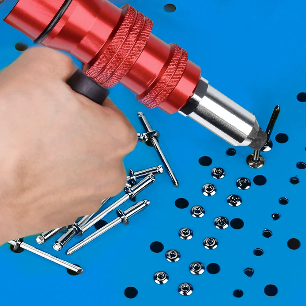 Upgraded Rivet Gun Electric Rivet Gun for 2.4mm-4.8mm Rivets Home Cordless Drilling Tool with Removable Plastic Handle