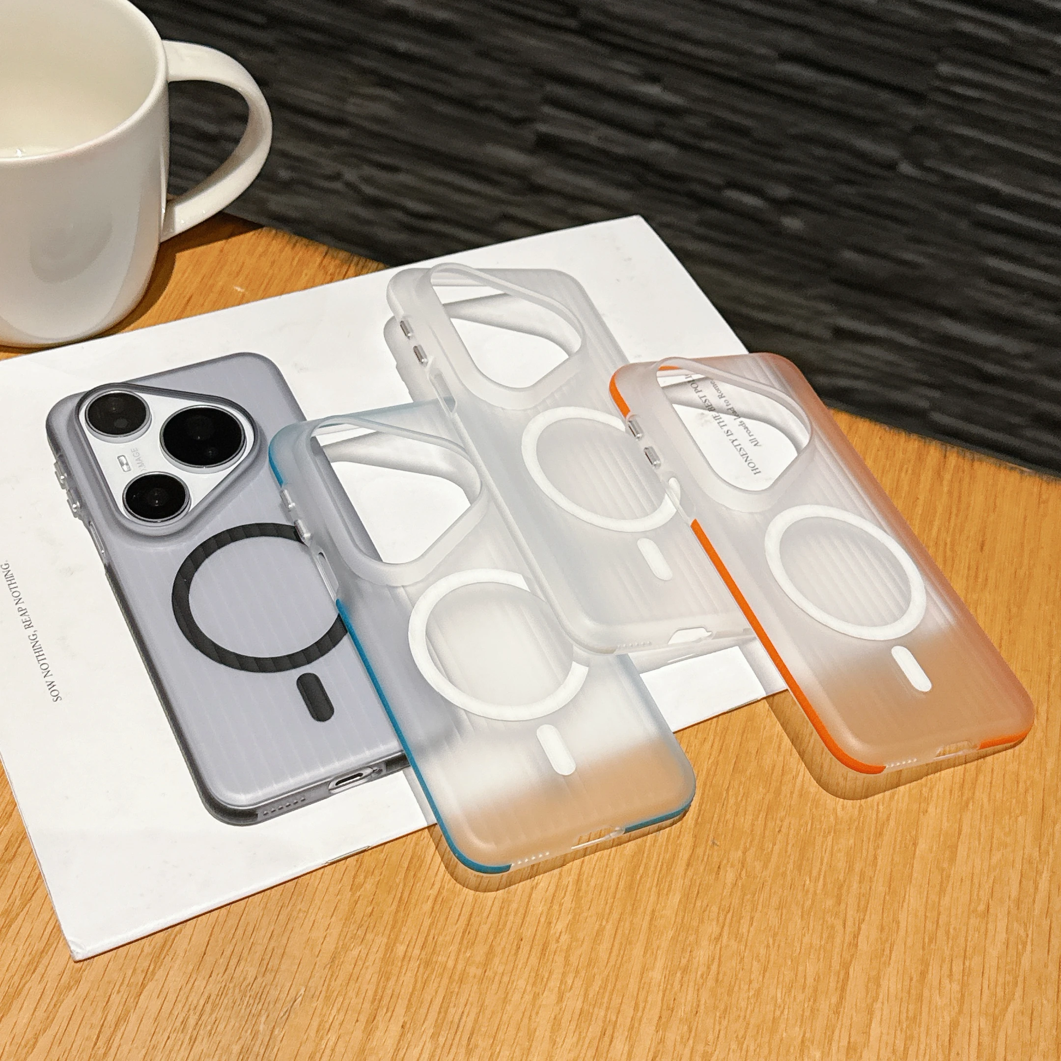 Matte Slim Corrugated Pattern Magnetic Armor Case with Magsafe