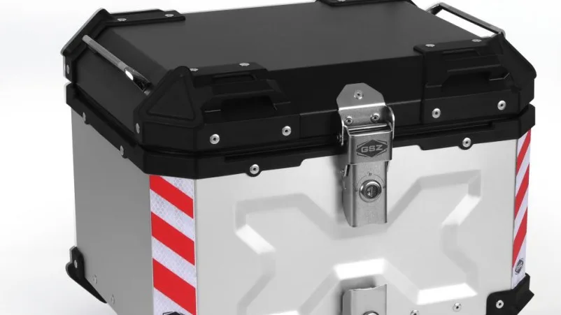 

Black large motorcycle delivery box scooter trunk aluminum X designAluminum alloy motorcycle metal tail boxes