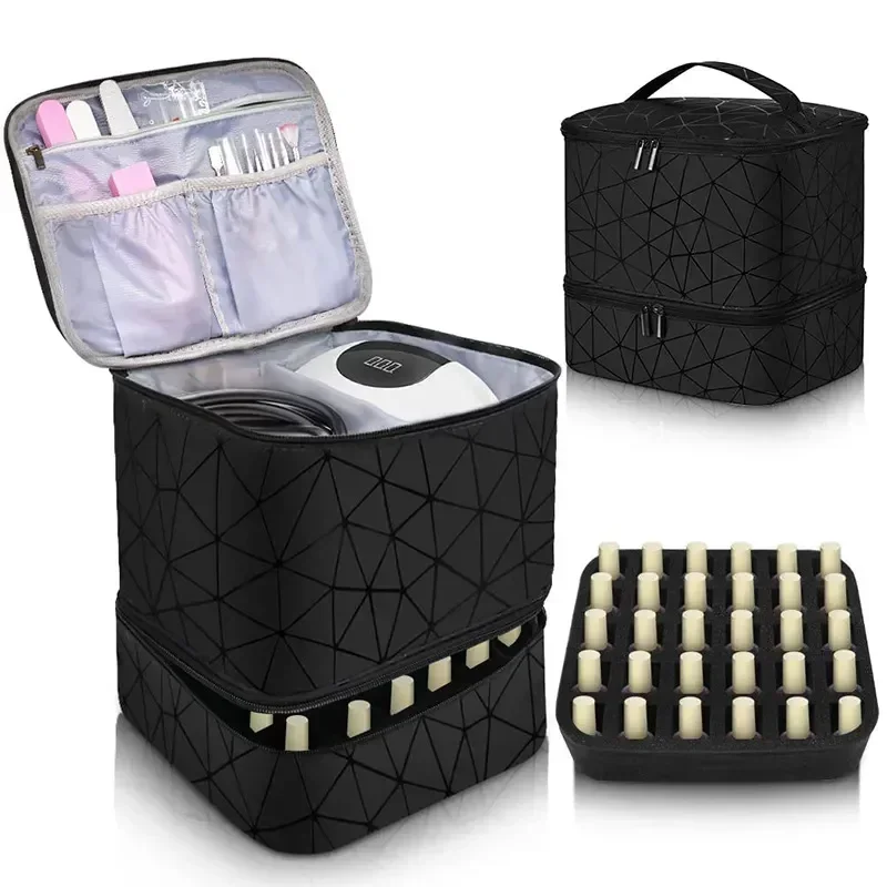 

Polish Handbag Bag 30 Portable for Nail Organizer With Bag Large Storage Cosmetic Travel Layer Oil Bottles 2 Handle