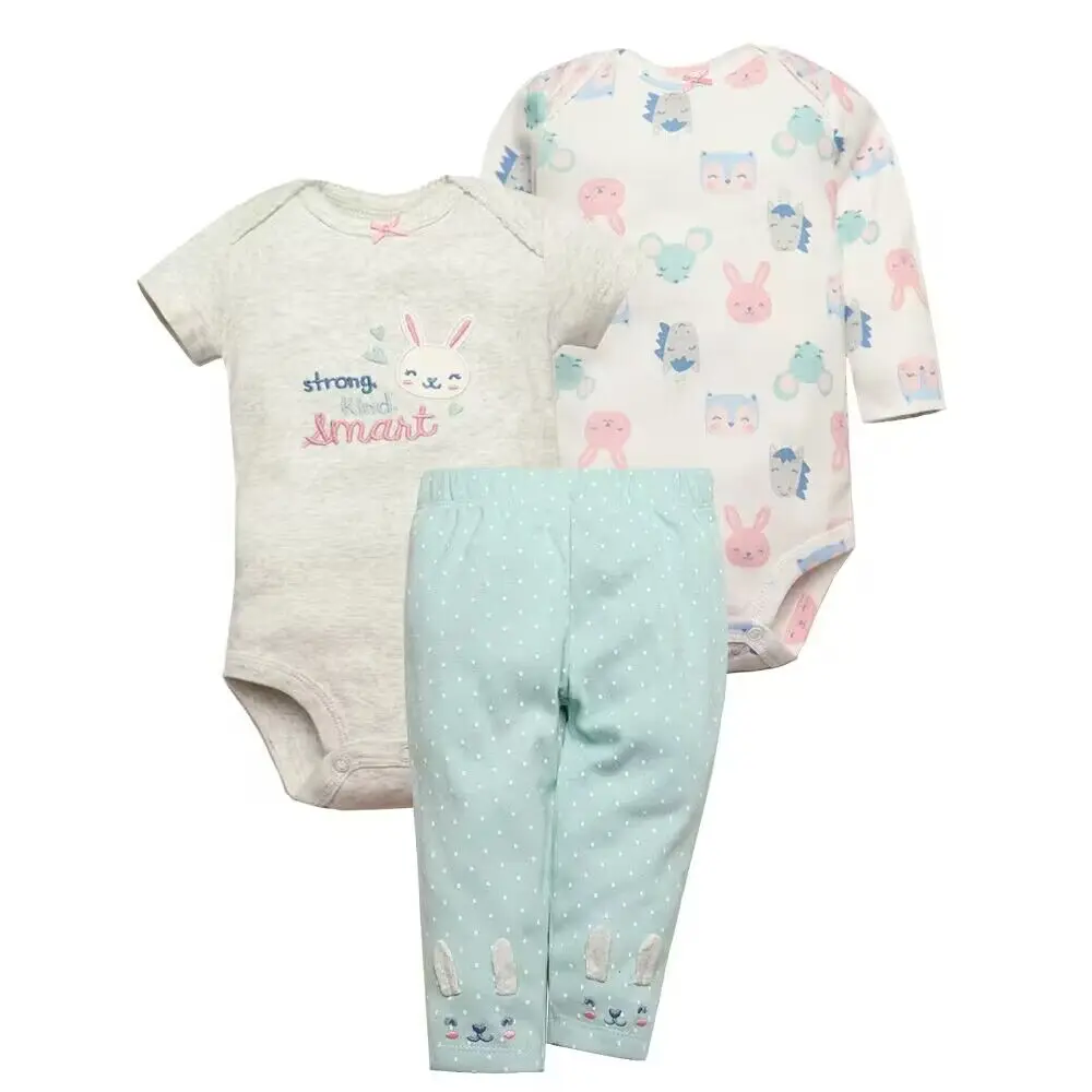 2023 Baby Boys Girls Clothes Set 100% Cotton Baby Bodysuits Baby Pants Summer Cartton Newborn Baby Clothes Infant Bebe Clothing