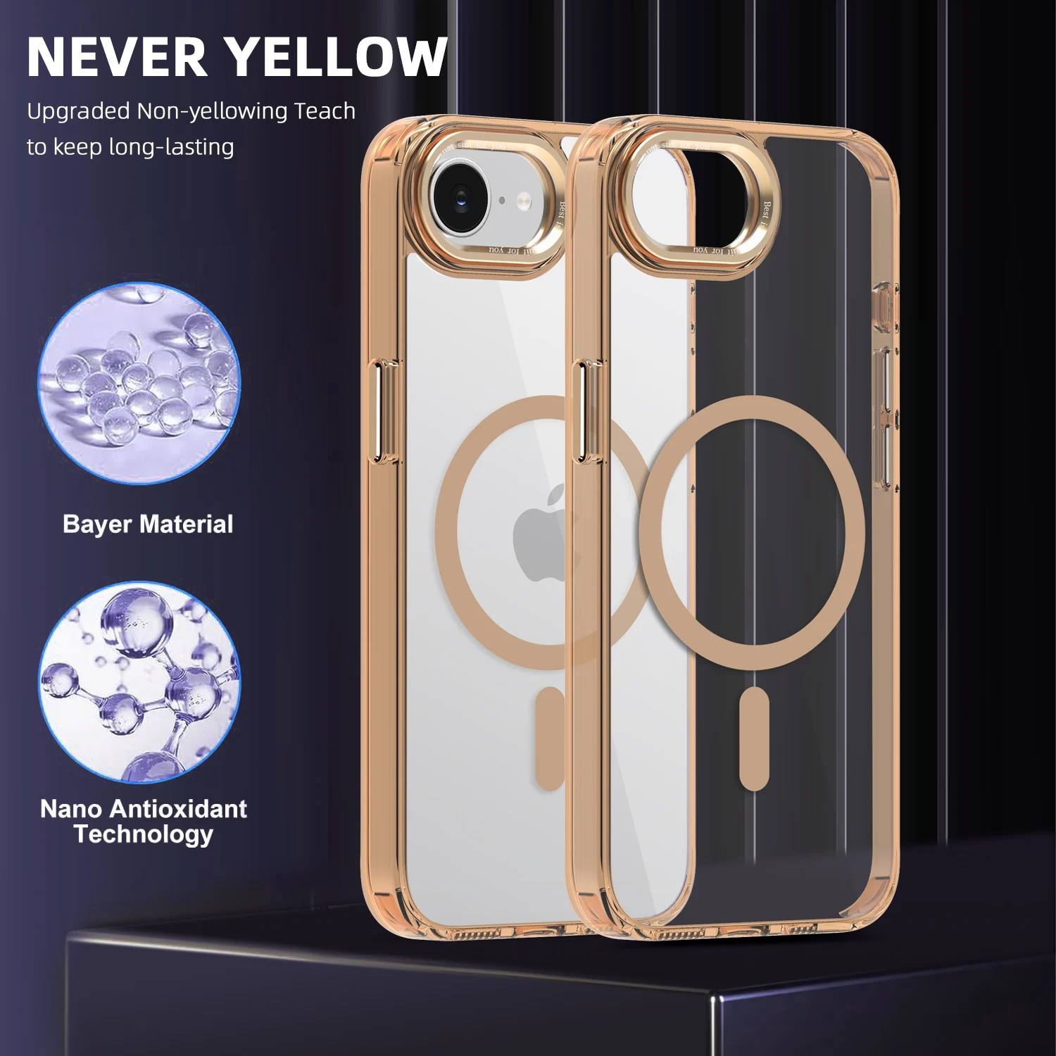 Clear Color Magnetic Metal Keys Anti-Drop & Anti-Fingerprint Phone Case