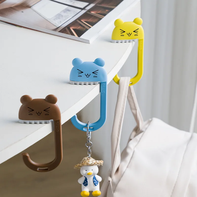 

2pcs Kawaii Bear Hooks Cute Animal Office School Desk Hook for Hanging Key Bag Holder For Table Portable Hanger Multi Hook Gift