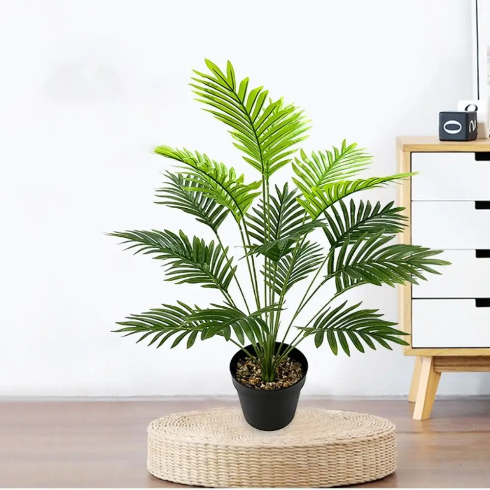 Large Artificial Palm Tree Tropical Fake Plants Green Plastic Palm Leafs Big Monstera Tree Branch For Home Garden Decor