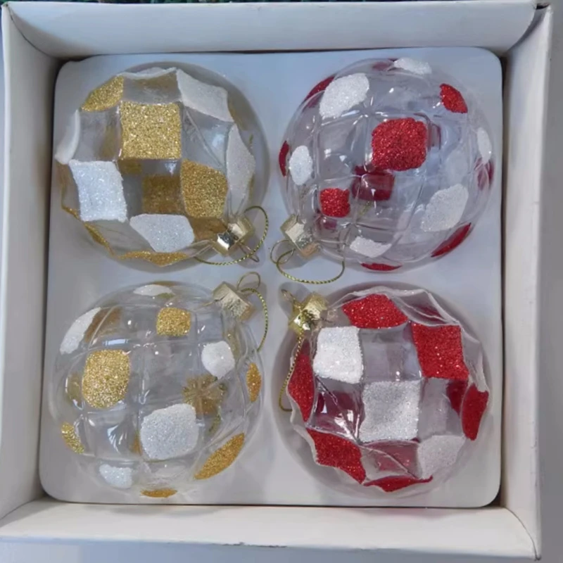 

Free Shipping 8pcs/pack Diameter=8cm Transparent Different Design Glass Pendant Home Decoration Christmas Tree Hanging Globe