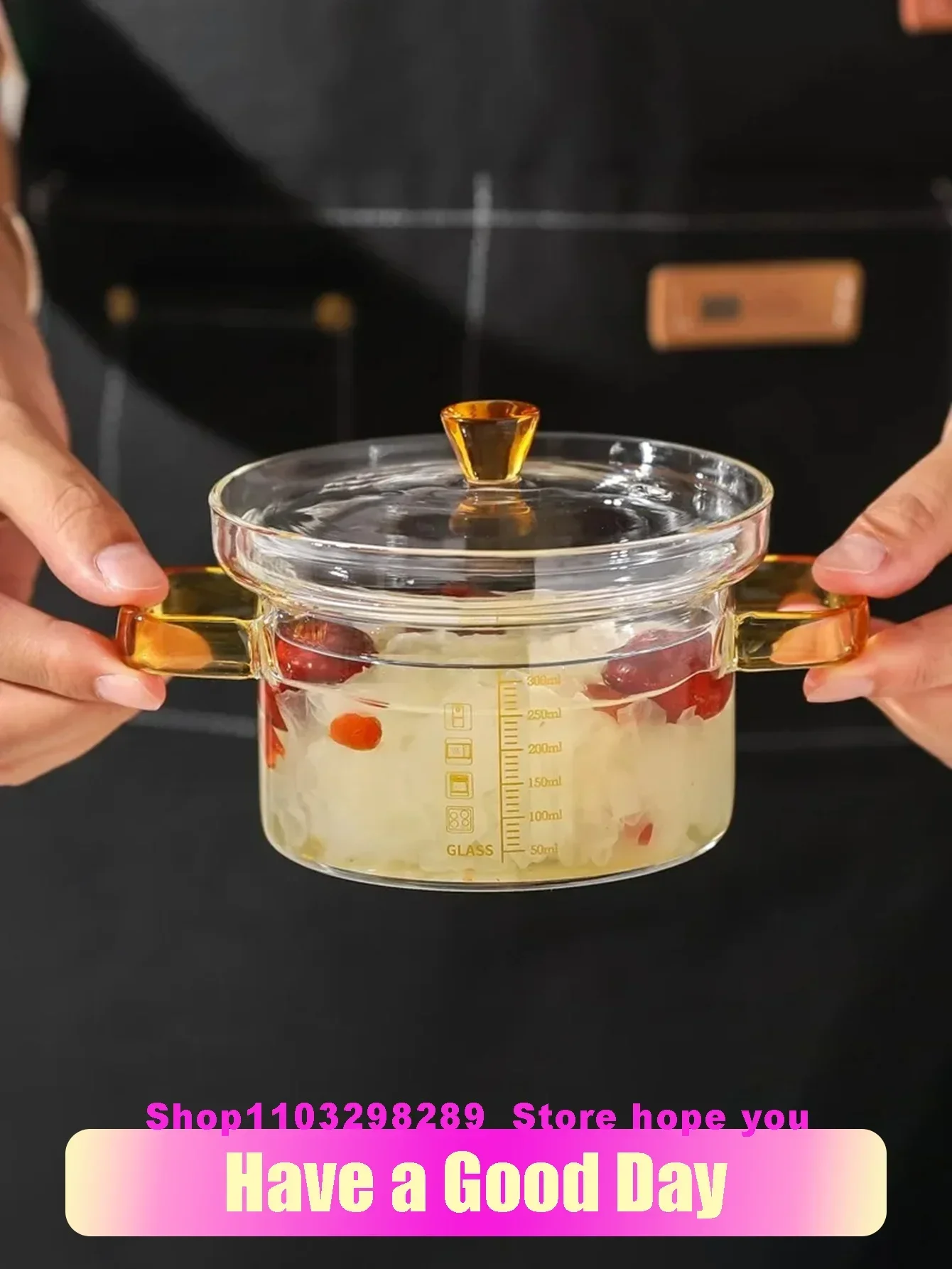 Stockpot Transparent Glass Stockpot Binaural Soup Pot Noddle Bowl Lid Household Stew Pot for Cooking Cookware Kitchen Accessories glass stock pot