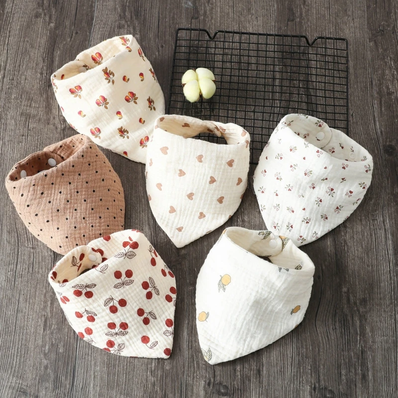 Baby Bibs Bandana Muslin Drooling Bib Infant 0-1Year Baby Teething Soothe Towel High Absorbent Stylish Floral Bib