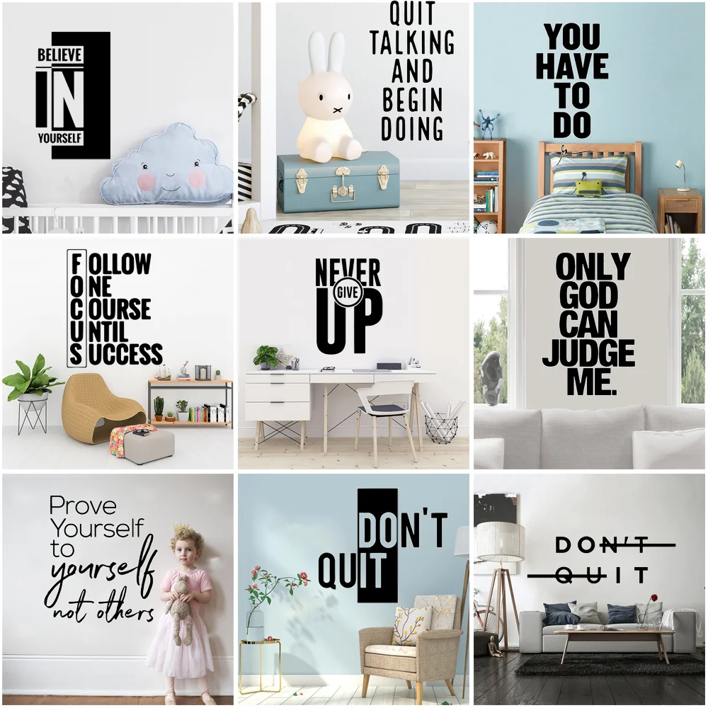 

Quote Motivational Sentence Wall Stickers Art Wallpaper For Living Rooms Bedroom Decoration Accessories Murals